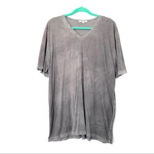 COTTON CITIZEN Men's Acid Washed Soft V-Neck T-Shirt Top in Faded Grey Size XXL